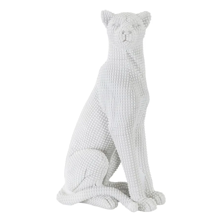 LEOPARDO Siedzący Biały 15 10 27 cm